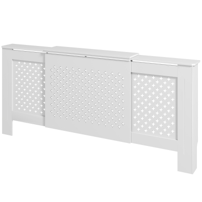 HOMCOM Verstellbare Heizkörperverkleidung mit zeitgenössischem Design Ausziehbare Länge 136-200 x 21,5 x 91,7 cm Weiß