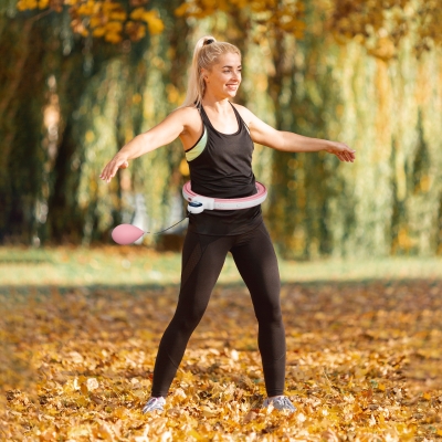 SPORTNOW Hula Hoop Reifen mit Massagestacheln, verstellbar von 76 bis 113 cm Taillenumfang, 16 abnehmbare Abschnitte, Fitness