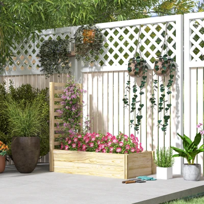 Outsunny Blumenkasten mit Rankgitter, Blumenkasten für den Garten, Maße 115L x 60B x 110H cm, Naturholz aus Tannenholz