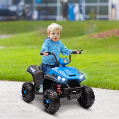 AIYAPLAY Quad Eléctrico para Niños de +3 Años con Batería 12V Faros Música Avance y Retroceso Carga 30 kg Azul