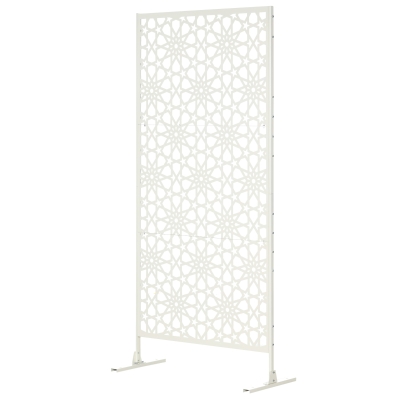 Outsunny Dekoratives weißes Außen-Panel aus Metall mit Muster - 92 x 45 x 198 cm