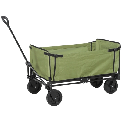 Outsunny Faltbarer Gartenwagen 130 L Transportwagen abnehmbare Tasche drehbarer Teleskopgriff 90 x 50 x 60 cm Schwarz