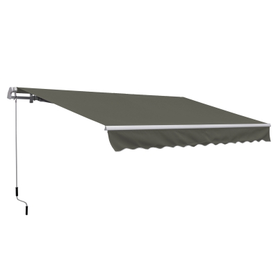 Outsunny Markise Manuel retraktierbarer Neigungswinkel Aluminium Polyester wasserfest 3,5 m Länge x 2,5 m Breite Grau