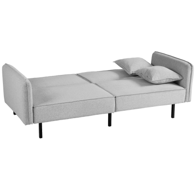HOMCOM Schlafsofa 3-Sitzer, Schlafcouch Clic-Clac, mit 2 Kissen 195l x 89B x 87H cm Hellgrau