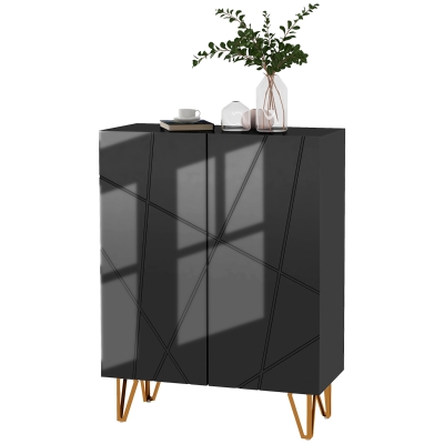 HOMCOM Schuhschrank Schuhaufbewahrungsschrank 2 Türen verstellbare Regale 72 x 31,5 x 95 cm Schwarz lackiert