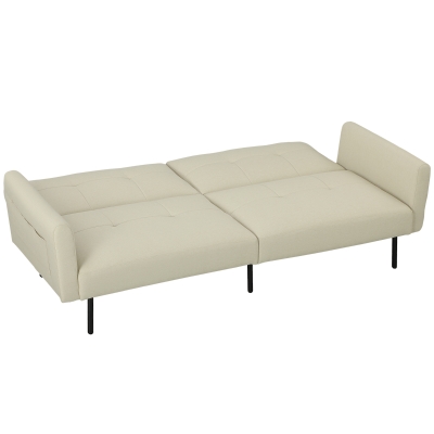 HOMCOM Schlafsofa 3-Sitzer, Schlafcouch mit verstellbarer Rückenlehne, modernes Stoffsofa, Beige