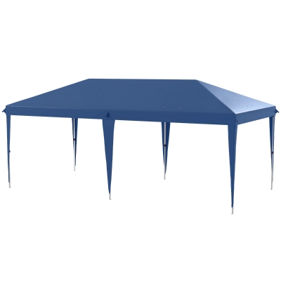 Outsunny Garten Pavillon Faltbarer Pop-Up-Baldachin inkl. Tragetasche aus epoxidiertem Stahl Oxford-Hochleistungsstoff 6 x 3 m Blau