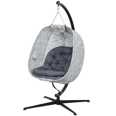 Outsunny Fauteuil Suspendu Œuf Extérieur avec Support et Coussins