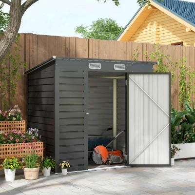 Outsunny Gartenhaus 2,3m² - für Werkzeuge - abschließbares Gartenhaus - Größe 191L x 130B x 166,5-183H cm - Stahl