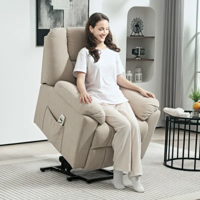 HOMCOM Relaxsessel mit Massagefunktion und Heizung, elektrisch mit verstellbarer Rückenlehne, USB-Anschlüssen, Fernbedienung, Beige