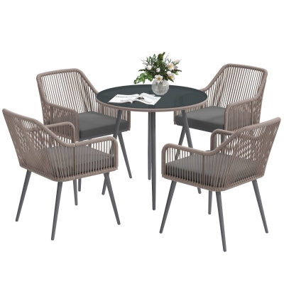 Rattan Dining Set 54W x 65D x 80Hcm Light Brown