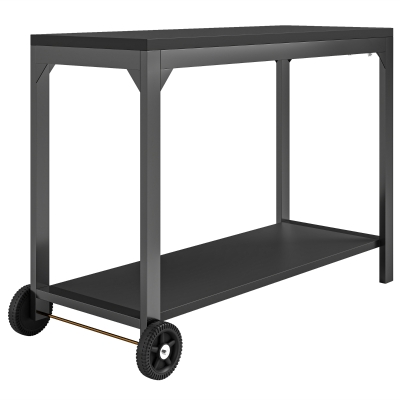 HOMCOM Gartenwagen aus Stahl Servierwagen mit Rollen und Arbeitsfläche 135 x 55 x 86,5 cm Schwarz