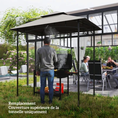 Outsunny Ersatzdach für Grillpavillon 2,4 x 1,5 m, Ersatzüberdachung für zweischichtige Grillüberdachung Hellgrau