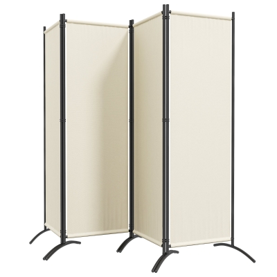 Outsunny Paravent 221 x 172 cm 4-Panel Outdoor-Paravent mit breiten Füßen aus 180 g/m² Polyesterstoff Creme