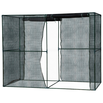 Outsunny Garten Gewächshaus Tomatengewächshaus Netz Sonnenschutz Anti-UV-Sonnenschirm 50-60% 2 Rolltüren mit Reißverschluss Stahl HDPE Dunkelgrün Schwarz