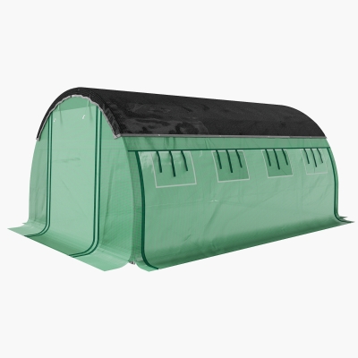 Outsunny Tunnel Polytunnel 4x3x2m Plastique Vert Cadre Acier