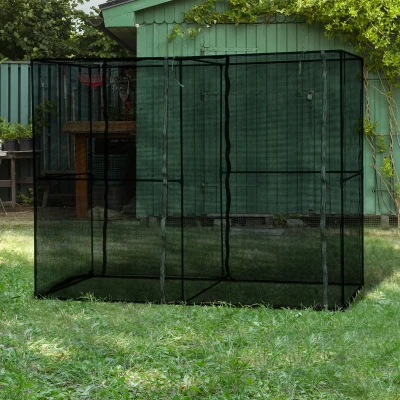 Outsunny Garten Gewächshaus Tomatengewächshaus Netz Sonnenschutz Anti-UV-Sonnenschirm 50-60% 2 Rolltüren mit Reißverschluss Stahl HDPE Dunkelgrün Schwarz