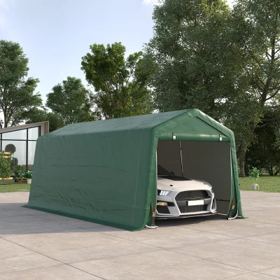 Outsunny Tente garage carport Stahl verzinkt robustes PE mit hoher Dichte 180 g/m² wasserdicht UV-beständig 6 x 3 m grün