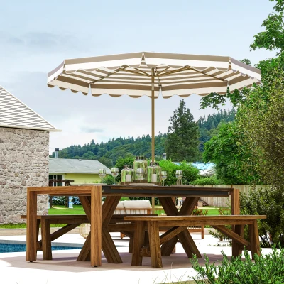 Outsunny Garten-Sonnenschirm neigbarer Sonnenschirm mit Kurbel 180 g/m² Ø 2,7 x 2,4 m Grau