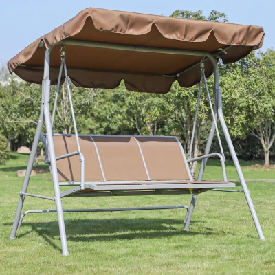 Balansoar de Gradina 3 Locuri Metal 171x108x154cm Maro
