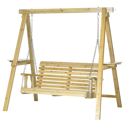 Outsunny Gartenliege 2-Sitzer aus Holz, höhenverstellbar - 196 x 120 x 171 cm