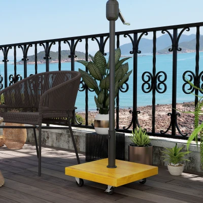 Outsunny Quadratischer Sonnenschirmständer - Betonfüllung, 25 kg Metallsockel mit 4 Rollen - Maße 45L x 45B x 36,5H cm