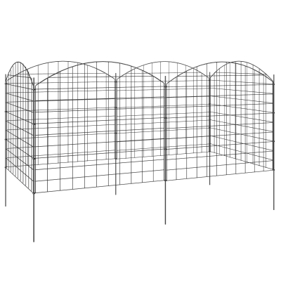 Outsunny Metall Gartenzaun dekorativer Zaun Set von 6 für Gemüsewegrand 460 x 97 cm schwarz