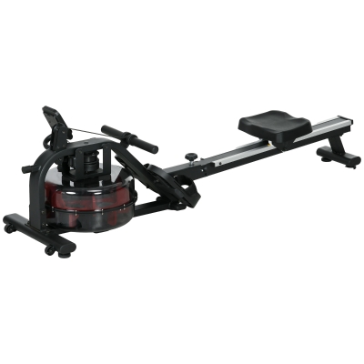 SPORTNOW Wasser-Rudergerät Heimtrainer 6 Widerstandsstufen LCD-Multifunktionsdisplay Stahl PC Schwarz