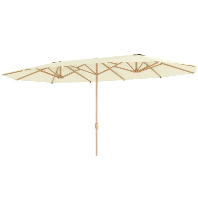Outsunny Doppelschirm für Garten 455 x 265 cm rechteckig, Kurbel, Stahlmast, Polyester 180g/m², Sonnenschutz UPF30+