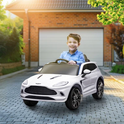 AIYAPLAY Elektrisches Kinderfahrzeug lizenziert als Aston Martin DBX Elektrofahrzeug 12V Fernbedienung 106 x 62 x 51,5 cm weiß