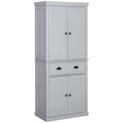 HOMCOM Küchenschrank Buffet Küche Mehrzweck-Lagerschrank verstellbare Regale 4 Türen und eine große Schublade 76,2 x 40,2 x 183 cm Grau