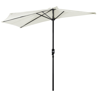 Outsunny Halber Sonnenschirm Ø 2,7 m Balkonsonnenschirm 5 Metallstreben Polyester Creme