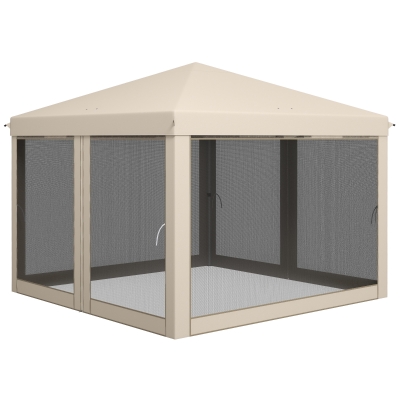 Outsunny Gartenpavillon Pavillon Pop-Up wasserdichter Kolonialstil 3L x 3B x 2,65H m 4 Moskitonetze + Transporttasche