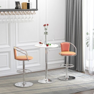 HOMCOM Runder Stehtisch Bistrotisch höhenverstellbar 69-93 cm und drehbarer Plattform, Metallbasis