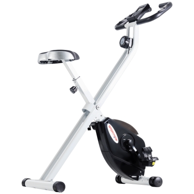 SPORTNOW Faltbares Heimtrainer-Fahrrad, leise mit 8-stufiger magnetischer Widerstand, verstellbarem Sitz, LCD-Bildschirm, weiß