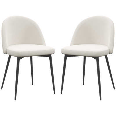 HOMCOM Set mit 2 Esszimmerstühlen, skandinavischer Küchenstuhl, gepolstert mit Samt und schlanken Metallbeinen