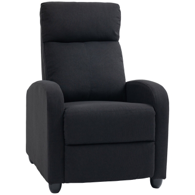 HOMCOM Fauteuil Relax Inclinable 135° Repose-Pieds Polyester Noir