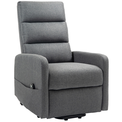 HOMCOM Fauteuil Relax Électrique Aide au Lever Gris Lin