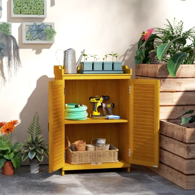 Outsunny Armoire Bois Jardin 65,5x40x98,5cm Résistante Intempéries