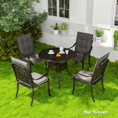 Outsunny Set van 4 stoelkussens 108 x 50 x 5 cm met banden, voor zowel buiten- als binnengebruik, Donkergrijs