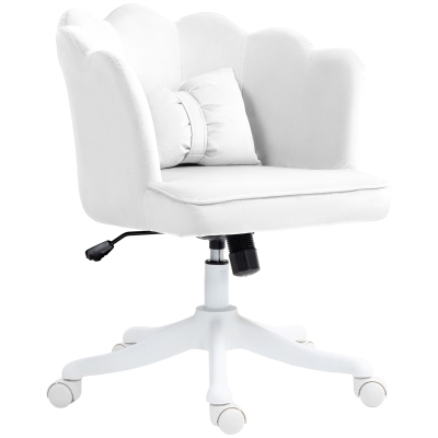 HOMCOM Chaise de Bureau Fleur Rembourrée Blanc