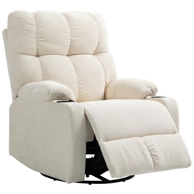 HOMCOM Fauteuil Inclinable Pivotant avec Repose-pieds Beige