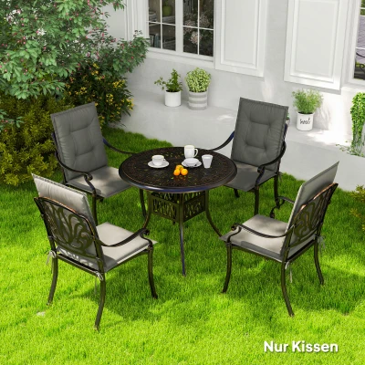Outsunny 4-delige Stoelkussens set 108 x 50 x 5 cm met bevestigingsbanden, Binnen/Buiten Zitkussens Lichtgrijs