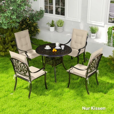 Outsunny Set van 4 Stoelkussens 108 x 50 x 5 cm met Banden, Outdoor & Indoor Zitkussens Beige