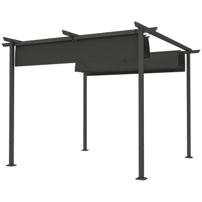 Outsunny Pergola 3x3m Métal Gris Foncé Auvent Réglable UPF30+