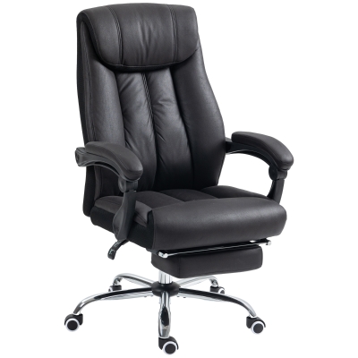 HOMCOM Chaise de Bureau Réglable avec Repose-Pieds Noir