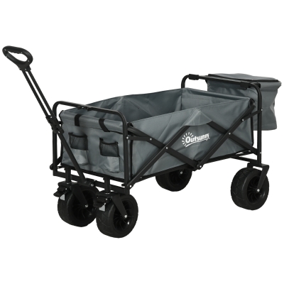 Outsunny Chariot Pliable Acier 100kg Gris Foncé