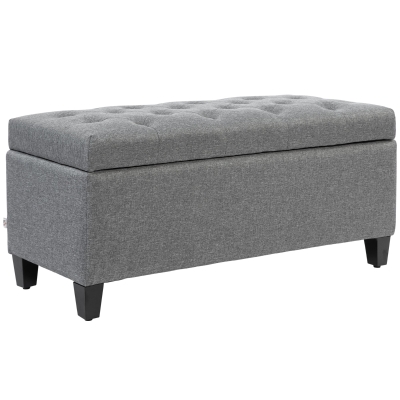 HOMCOM Banc Rangement Polyester Bois 100x40x44cm Gris Clair