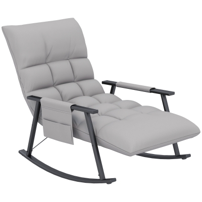 HOMCOM Fauteuil à Bascule Réglable Microfibre Gris Cadre Métal