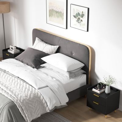 HOMCOM Bedside Table 2-Drawer Set Black